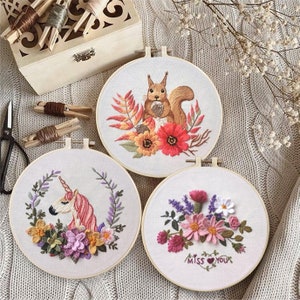 DIY Embroidery Kit beginner / Flowers and Plants Patterns / Hand Embroidery Kit / How to start embroidery / DIY Craft Kit