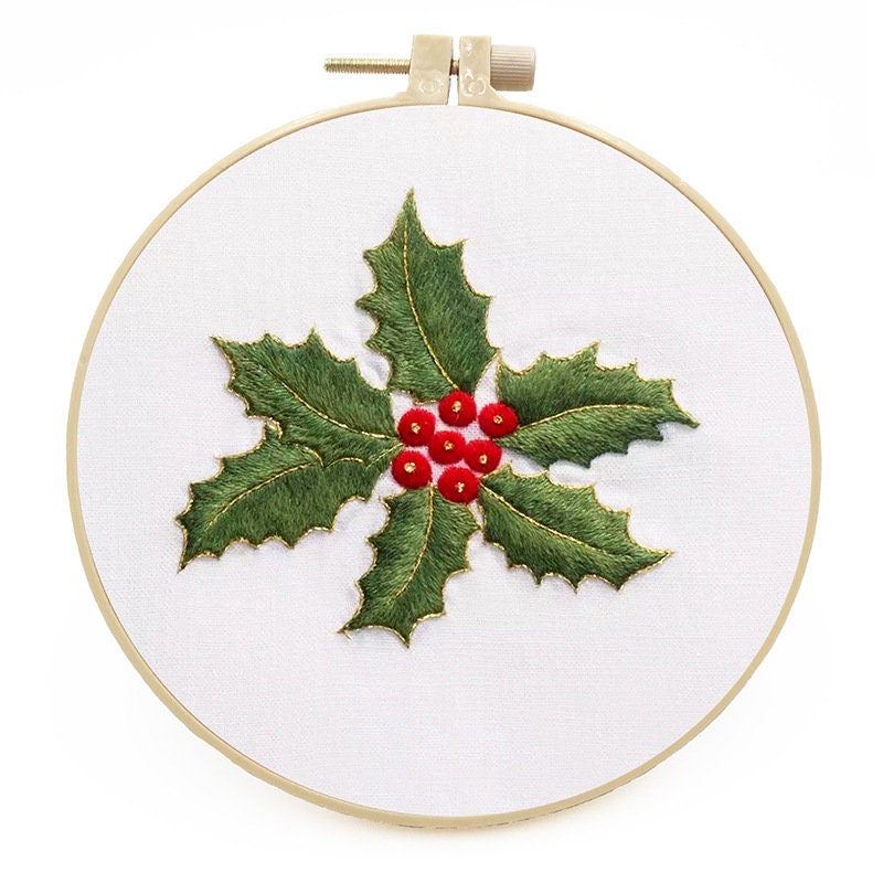 Embroidery For Starters, Handmade Floral Wreath Kit, Modern Hoop Christmas Craft Kit, DIY Embroidery Decoration