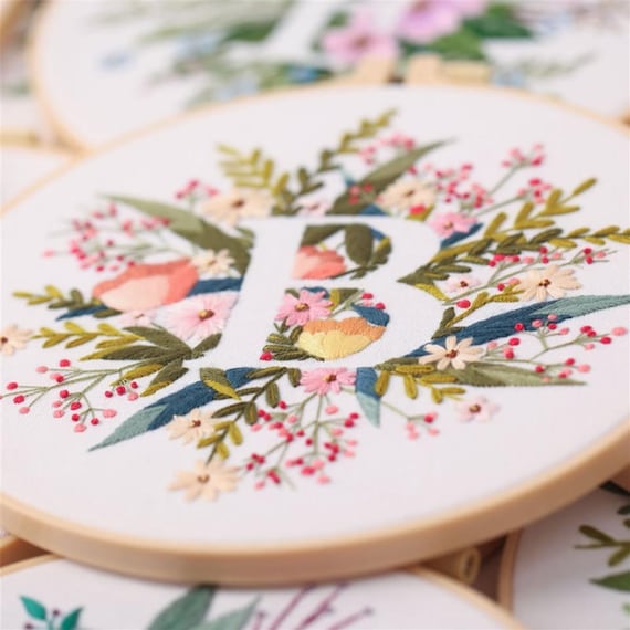 Alphabet Embroidery Kit beginner,  Easy modern craft,  Starter kit-Embroidery beginner kit, Needlepoint, DIY Craft Kit
