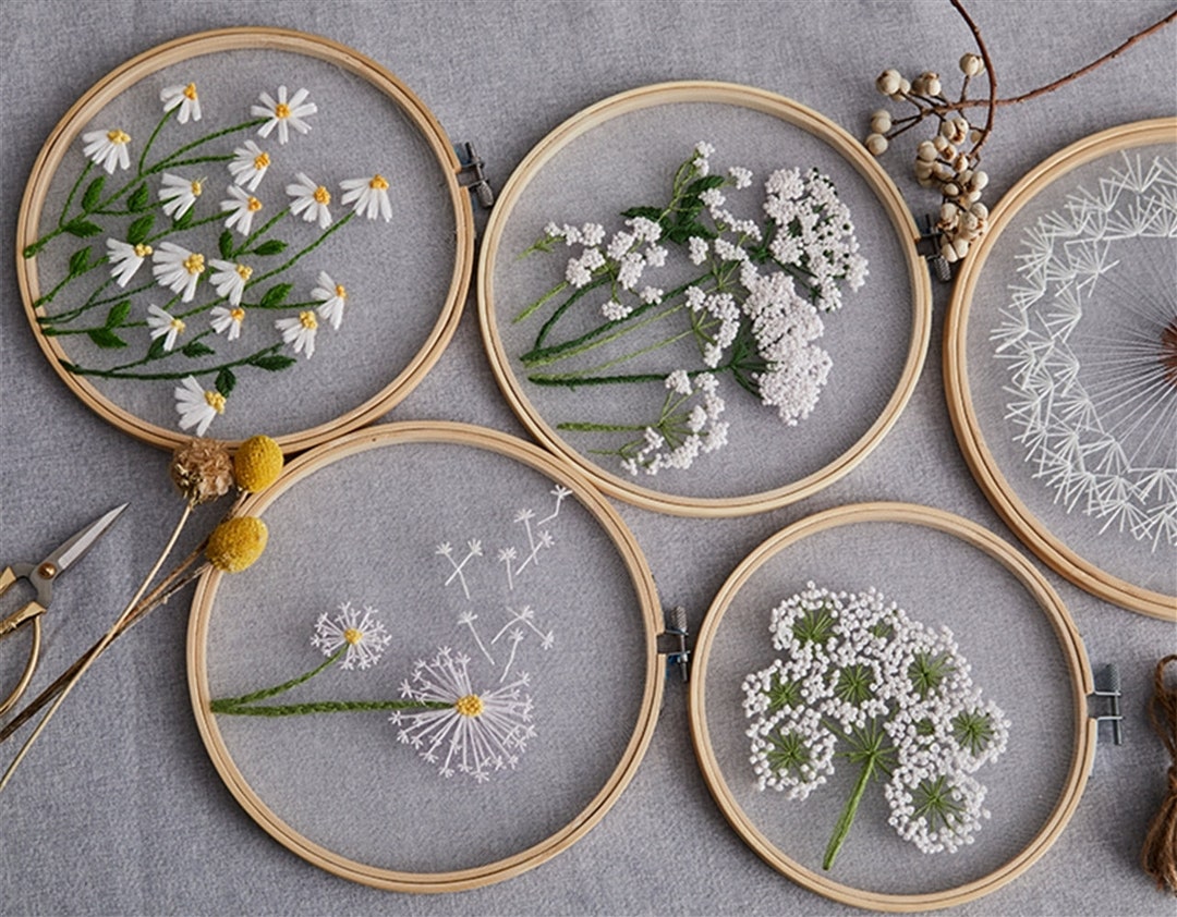 UND FLOWER RAISED EMBROIDERY TOPグリーン DIY Embroidery for Beginners / European Mesh Embroidery