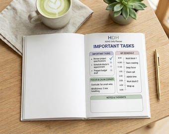 ADHD Planner Printable 2026 | 3 Color Themes | Brain Dump, Dopamine Menu, Focus Sessions | Daily Weekly Monthly | A4 PDF Instant Download