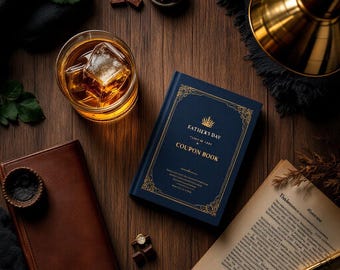 Father's Day Kid Bundle 5-Piece Printable | Dark Masculine Whiskey Aesthetic | Coupon Book Tags Card | Digital Download Cool Dad