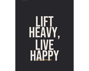 Lift heavy, live happy Poster, Gym Fitness Wall Art, Minimalist Print, Home Decor