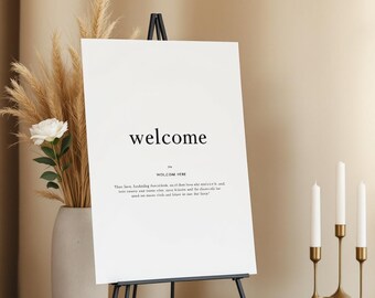 Wedding Welcome Sign Printable Modern Minimalist | 24x36 18x24 Black Cream Editable | Bride Groom Names Editorial Digital Download