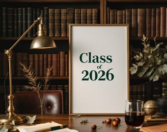 Class of 2026 Graduation Party Printable Bundle | Dark Academia Vintage Library Aesthetic | Welcome Sign Photo Board Invitation Thank You |