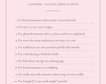 We Listen And We Don't Judge Bachelorette Game | Coquette Pink Bow Aesthetic | Bridal Shower Mom Friends Bundle | TikTok Viral Printable
