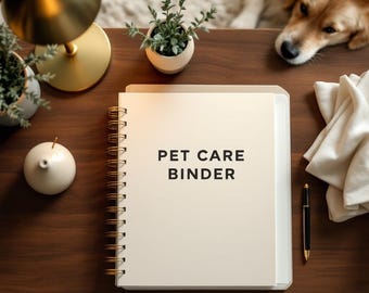 Pet Care Binder Printable | Vet Records Organizer | Pet Health Tracker | Dog Cat Care Bundle Instant Download 14 Pages
