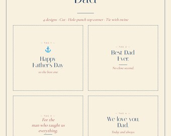 Father's Day Kid Bundle 5-Piece Printable | Coastal Preppy Navy Aesthetic | Coupon Book Tags Card Interview | Digital Download Nautical