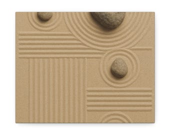 Zen Garden Canvas Wall Art, Japanese Ink Wash Painting, Minimalist Home Decor