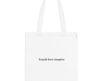 Teach Love Inspire Canvas Tote Bag, Teacher Appreciation Gift