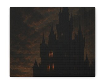 Dark Castle Canvas Print, Gothic Wall Art, Romantic Academia Decor