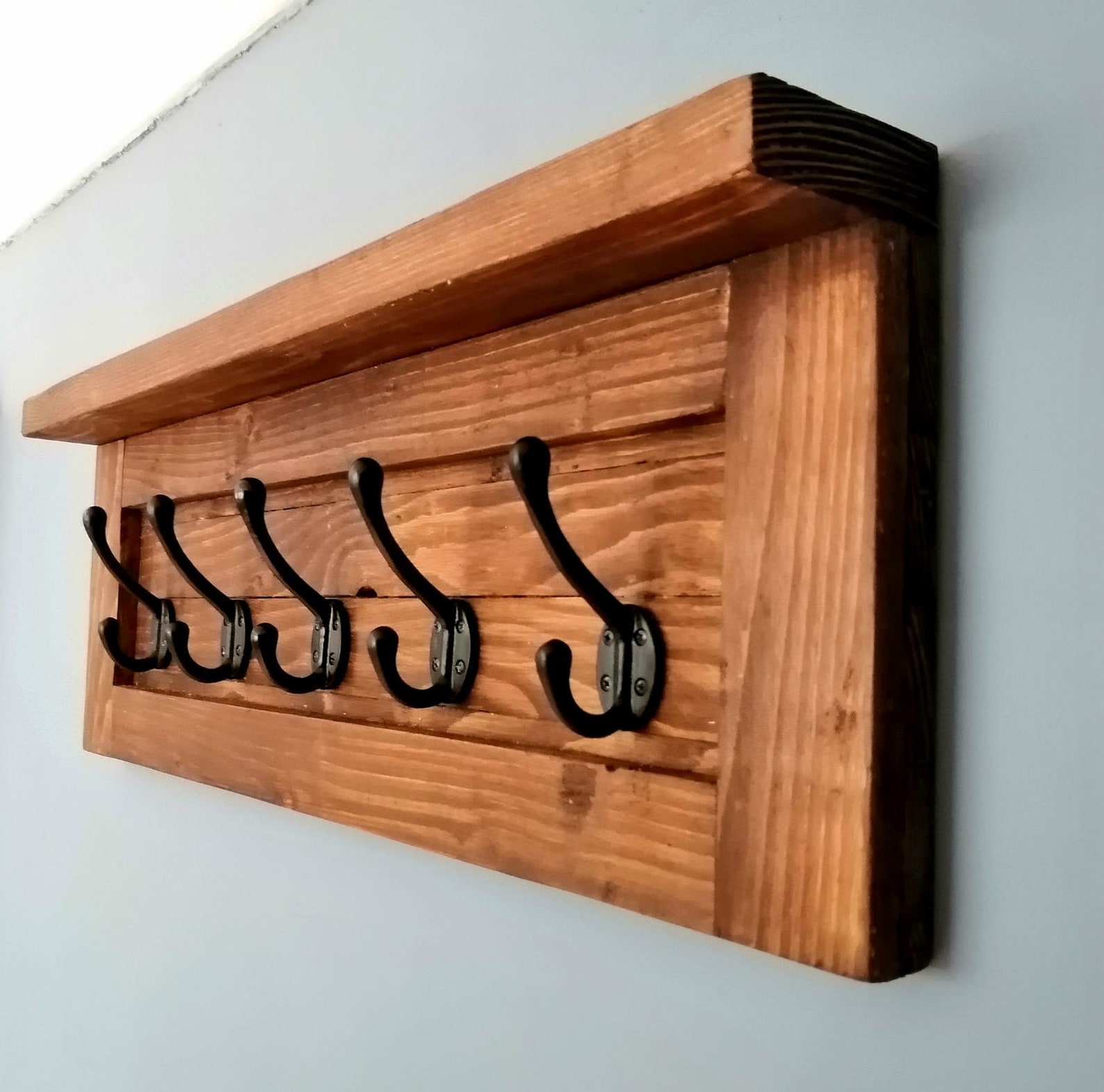 Farmhouse 5 Hook Wall Coat Hanger Etsy UK