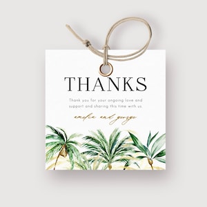 Palm Tree Sticker Template, Palm Tree Favor Tag, 2.5" Square Gift Tag, Printable Beach Sticker, Digital Download, Wedding, Bridal Shower 123