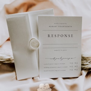 Scheda RSVP multi-evento, Download IMMEDIATO, Scheda di inserimento di risposta moderna, Scheda di chiusura in bianco e nero, Elegante matrimonio RSVP, Matrimonio semplice