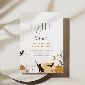 Halloween Baby Shower Invitation, Boho Baby Shower, Editable Text, Retro Fall Baby Shower, Gender Neutral, Little Boo Invite, Printable DIY