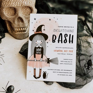 Halloween Party Invitation, Witch Halloween Party Invite Template, Kids Halloween Party Invitation, Costume Party Bewitch Bash Printable 401