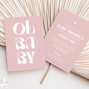 Minimal Pink Baby Shower Invitation, Baby Girl, Modern Blush Digital Invitation, Evite, Simple Invite, Printable Invitation, Pale Pink Boho