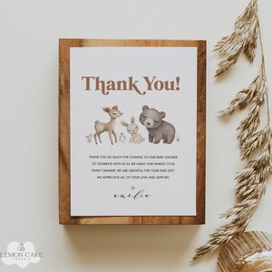 Cute Animal Thank You Card, INSTANT DOWNLOAD, Baby Shower Thank You Card, Fox, Dear, Rabbit, Bear Kid Stationery, Children&#39;s Thank You Note
