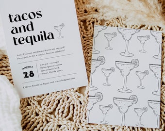 Fiesta Couples Shower Invitation Template, Couples Bridal Shower Invite, Taco Engagement Party Invite, Downloadable Tequila Evite #209-CS-01