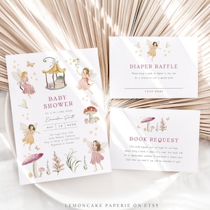 Fairy Baby Shower Invitation, Instant Download, Whimsical Fairytale, Girl Baby Shower Invite, Enchanted Fairy Tea Party, Editable Text #134