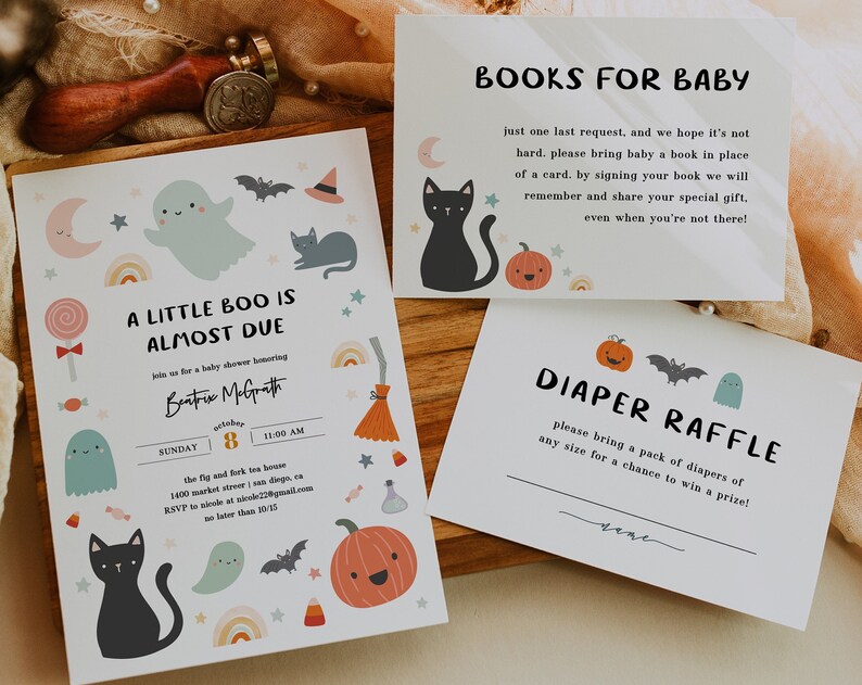 Halloween Baby Shower Invitation Cute Spooky Baby Shower Template Instant Download Gender Neutral Fall Baby Shower Little Boo