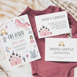 Editable Princess Baby Shower Invitation, Unicorn Illustrated Invite Template, Instant Download, Self-Editing Text FairyTale Invite Pink 256