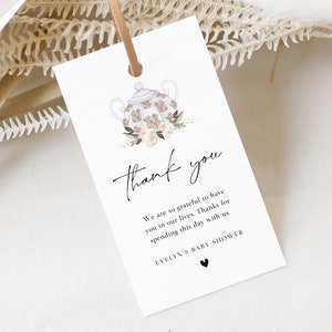 Printable Tea Party Favor Tag, Cute Tea Pot Gift Tag, Editable Template, Digital Download, Tea Party Decor, Bridal Shower, Baby Shower, 255