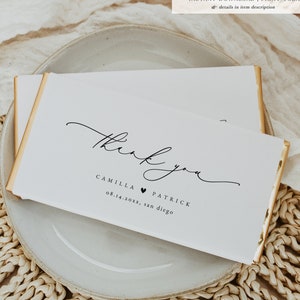 Minimalist Chocolate Bar Wrapper Template, Hershey Bar Wedding Favor Tag, Instant Download, Elegant Printable Party Favor Candy Wrapper, DIY