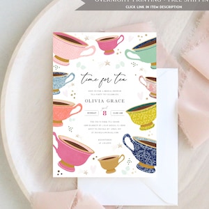 High Tea Bridal Shower Invitation, Instant Download, Tea Party Bridal Brunch Invite, Digital Download, Printable or Printed Invitations, 202