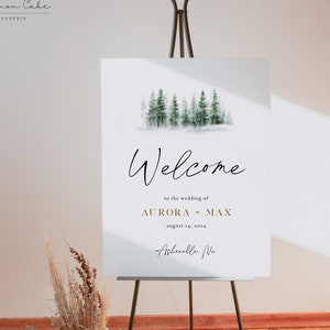 Forest Wedding Welcome Sign, Woodland Rustic Sign, Instant Download, Mountain Wedding Decor, Pine Tree Outdoor Event Sign, Camping Sign, 106