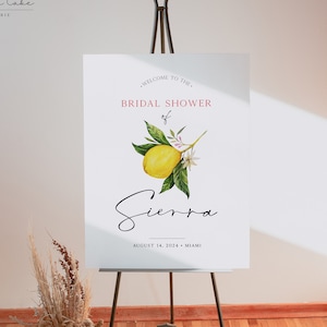 Lemon Welcome Sign, Editable Bridal Shower Poster Sign, Main Squeeze Printable Sign,  Citrus Theme Baby Shower Decor, Instant Download, 105