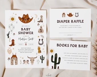 Cowboy Baby Shower Invitation, Instant Download, Boy Baby Shower Template, Wild West Theme, Printable Rodeo Baby Shower, Couples Shower #101