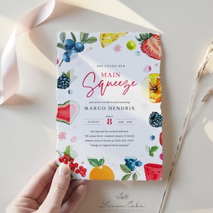 She Found Her Main Squeeze Bridal Shower Invitation, Citrus Lemon Bridal Shower Invitation Template, Instant Download, Bridal Brunch #0001