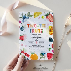Tutti Frutti Invitation, Instant Download, Two-tti Frutti birthday party invitation template, 2nd Birthday Invite, Fruit Invitation, #0001