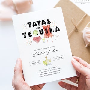 Tatas and Tequila Lingerie Shower Invitation, Instant Download, Fiesta Bridal Shower Invitation, Mexico Theme Bachelorette Invite Printable