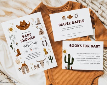 Wild West Baby Shower Invitation, Instant Download, Cowboy Baby Shower Template, Editable Invitation, Western Theme Digital Evite Rodeo #101
