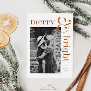 Minimalist Christmas Card, Printable Photo Holiday Card, 5x7 Editable Christmas Card, Modern Holiday Photo Cards, Instant Download Templett