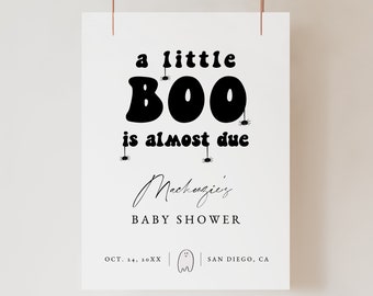 Little Boo Welcome Sign Template, Cute Ghost Party Signage, Baby Shower Welcome Sign, Editable Text, Cute Halloween Baby Shower Decor, 222