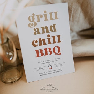 BBQ Birthday Party Invitation, Summer Cookout Party Invitation Template, Backyard BBQ party, Graduation Party Invite, Printable Barbecue diy