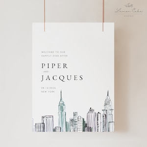 New York City Wedding Welcome Sign, Instant Download, Self-Editing Text, Printable NYC Cityscape Signage, Skyline Signage, Rehearsal Dinner