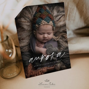Cartão de anúncio de bebê, download instantâneo, cartão de anúncio de nascimento com foto, anúncio de novo bebê para impressão, cartão de bebê com foto simples #101-BA