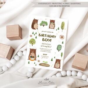 Bear Birthday Invitation, INSTANT DOWNLOAD, Printable Bear Theme Party ...