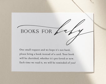 Elegant Book Request Card for Baby Shower, Instant Download, Templett, Classic Baby Shower Insert Card, Minimalist Book Instead of Card