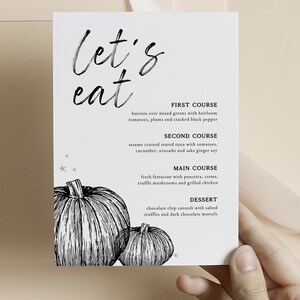 Rustic Fall Menu Template, Farmers Market Menu Card, Printable Pumpkin Theme Menu, Wedding Menu, Baptism, Baby Shower, Bridal Shower, Autumn image 5