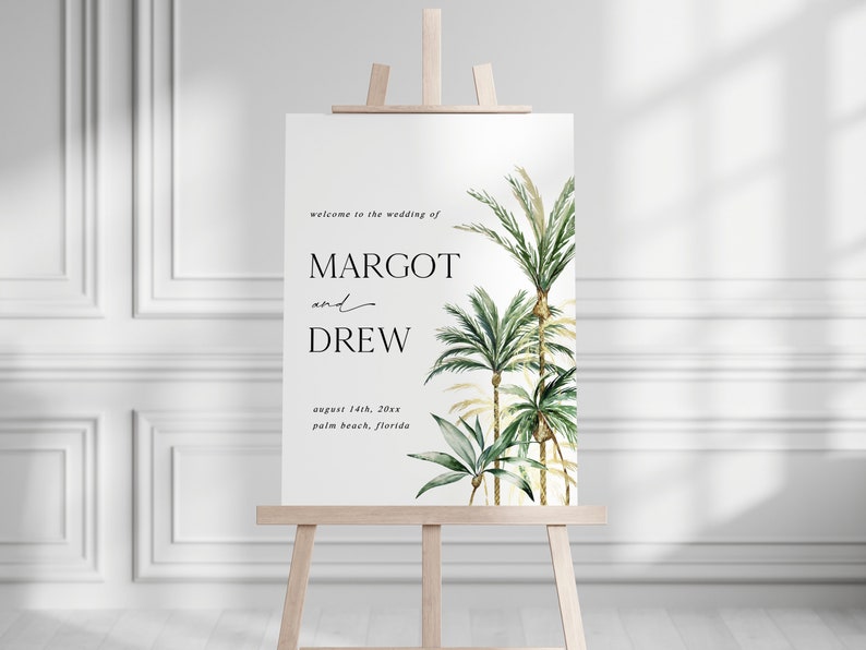 Palm Tree Sign Palm Tree Wedding Sign Beach Wedding Etsy