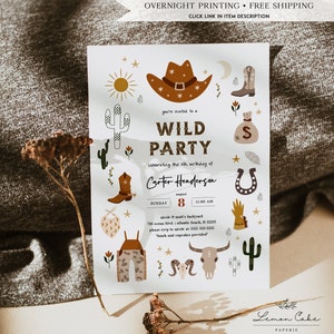 Wild West Birthday Invitation, Instant Download, CowboyBirthday Party Template, Editable Invitation, Kid Birthday Invite Western Theme #101