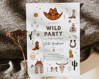 Wild West Birthday Invitation, Instant Download, CowboyBirthday Party Template, Editable Invitation, Kid Birthday Invite Western Theme #101