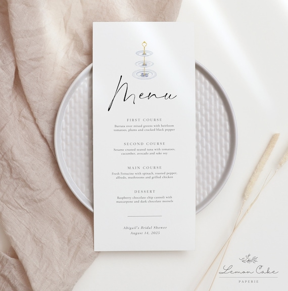 Tea Party Menu Template Instant Download Editable Text Menu | Etsy