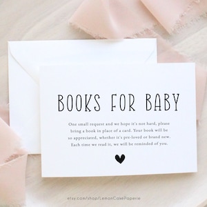 Baby Shower Books Request Card, Simple Bring a Book Card, Cute Baby Font, Self-Editing, Baby Shower Uitnodiging Behuizing, Probeer het voordat je koopt
