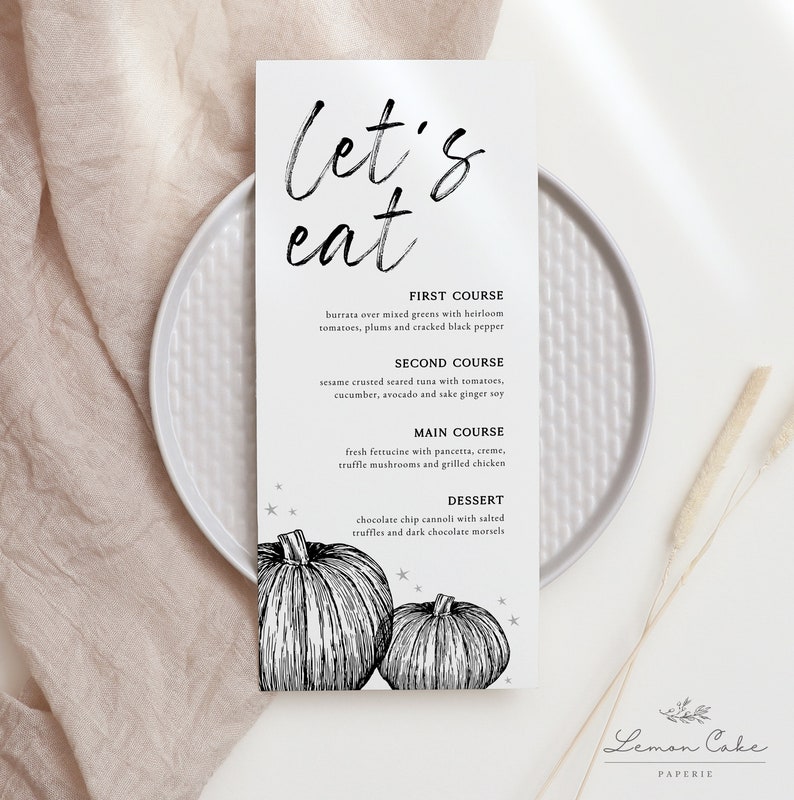 Rustic Fall Menu Template, Farmers Market Menu Card, Printable Pumpkin Theme Menu, Wedding Menu, Baptism, Baby Shower, Bridal Shower, Autumn image 6